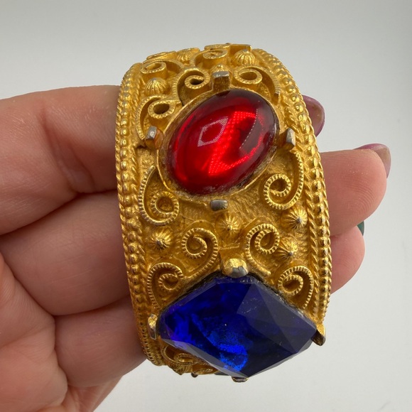 Vintage Maresco Jeweled Chain Necklace and unsigned Matching Cuff - Picture 9 of 15